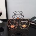 4-set Geometric Polished Tealight Candle Holder Decor - Gold