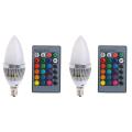 2x 3w Smart E12 Rgb Led Color Bulb with 24 Candle Remote Control