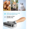 Pet Grooming Brush, 2 Sided Undercoat Rake for Dogs & Cats,safe