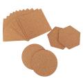 120pcs Round Hexagon Square Reusable Cork Mat, for Coasters and Diy
