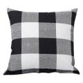 Set Of 2 Pillow Cotton Linen for Fall Home Decor Black and White