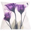 45x45cm Ink Painting Flower Flax Pillow Case Purple
