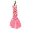 Mini Macrame Keychains Boho Macrame Bag Charms for Car Key,pink