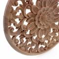 2x Carved Flower Carving Round Wood Appliques Figurine 15x15x2cm
