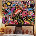 Mushroom Trippy Wall Tapestry Colorful Flowers Tapestry for Home L