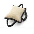 Dog Training Bite Tug Toy with 3 Handles Jute Linen Bite Pillow