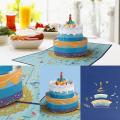 3d Pop-up Birthday Card with Double Layer Cake Design, Birthday Cards