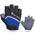 West Biking Cycling Bike Half Short Finger Gloves,blue M