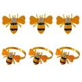 6pcs Yellow Bee Design Rings Towel Buckle Bumble Bee Napkin Holder