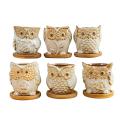 Owl Small Flower Pot Vase for Flowers Home Decor Loft Gifts 6pcs,gray