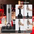 Automatic Electric Wine Bottle Opener Kit with Wine Pourer Base