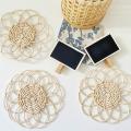 2pcs Flower Shape Rattan Woven Coaster Home Cafe Bar Accessories