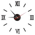 Diy Wall Clock 16in Silent Mirror Sticker Kit for Bedroom,black