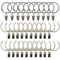 30 Pack Curtain Clips with Rings Metal Rustproof Drapery Rod Silver