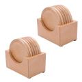2x Coffee Cup Wooden Coaster Beech Round Insulation Pad Solid Wood