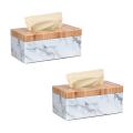 2x Pu Facial Grain Tissue Box Cover Holder Paper Dispenser Container