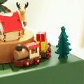 Wood Carved Mechanism Train Wooden Music Box Christmas Music Gift