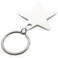 Five Pointed Star Shaped Pendant Keychain Silver Tone