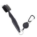 Groove Sharpener and Retractable Golf Club Brush Silver and Black