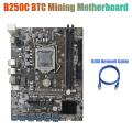 B250c Mining Motherboard with Rj45 Network Cable 12 Pcie to Usb3.0