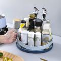 Kitchen Spice Storage Tray Rotating Cosmetic Organizer Box (white)