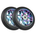 2 Pcs 110mm Scooter Wheels Pu Wheels Thick Stunt with Bearings(black)