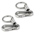 2x Sturdy Carabiner Key Chain Key Ring Polished Key Chain, Silver
