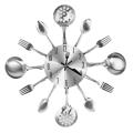 Metal Kitchen Cutlery Wall Clock 14 Inch for Home Decor,silver