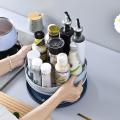 Kitchen Spice Storage Tray Rotating Cosmetic Organizer Box (white)