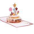 3d Pop-up Birthday Card with Double Layer Cake Design(red)
