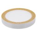 Gold Disposable Plastic Plates -lace Design Party 25pack-7.5inch
