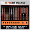23-piece Hex Head Drill Bit Set, S2 Steel Sae and Metric Hex Bits Set