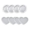 8pcs Resin Coaster Heart and Round Silicone Mold, Coaster Stand Mold