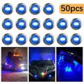 50pcs 3/4 Inch 3 Led Side Marker Lights for Trucks Boat Pckup Blue