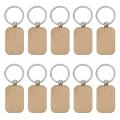 10 Pack Blank Wooden Key Chain with Keyrings for Edc Tags Diy Key