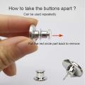 10 Pc Button Pins for Jeans, for Pants,reusable Adjustable (silver)