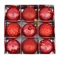 9 Pieces/set Of Boxed Christmas Ball Set, Glitter Ball, (red)
