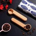 10 Pcs Wooden Scoop & Bag Clip Measure Spoon 2-in-1 for Coffee,tea