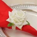 6pcs Rose Flower Napkin Rings,dinner Tables Decoration (white)