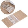 10 Pieces Of Jute Cloth Lace Tableware Bag, Wedding Party Decoration