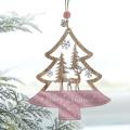 5pcs Pink Christmas Decorations Wooden Pendant
