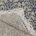 Retro Blue and White Table Cloth with Lace Cotton & Linen, 60*60cm