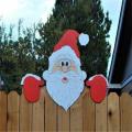 Christmas Themed Fence Ornament Peekaboo Santa Claus Lawn Garden