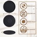 6pcs Silicone Coaster, with Holder, for Bar, Desktop, Non-slip(black)