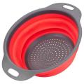 Red Collapsible Kitchen Colander Silicone Strainer Dishwasher