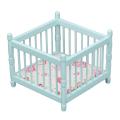 1/12 Doll House Wooden Furniture Crib for Doll House Accessory Blue