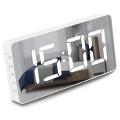 Alarm Clock Large Mirrored Led Display Snooze Mode Bedside Clock