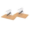 10 Pcs Grade Wooden Pants Hanger with Clips with 360 Swivel Hook