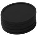 Silicone Black Drink Coasters Set Of 16 Non-slip Round Soft Black