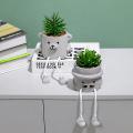 Artificial Potted Plant Fake Succulent Plant Decor for Desk Shelf C